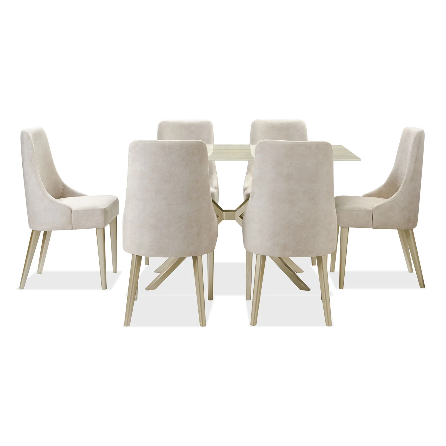Comedor 6 Puestos Sevilla Velvet Zarem Ivory, Champaña Bpv - Image 5