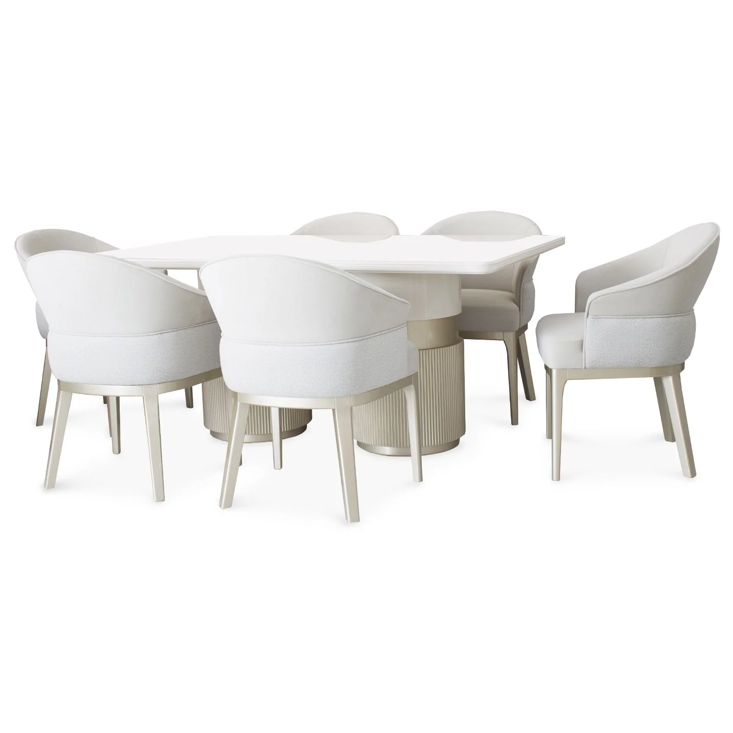 Comedor 6 Puestos Toscana Velvet Siena Marfil, Champaña, Off White