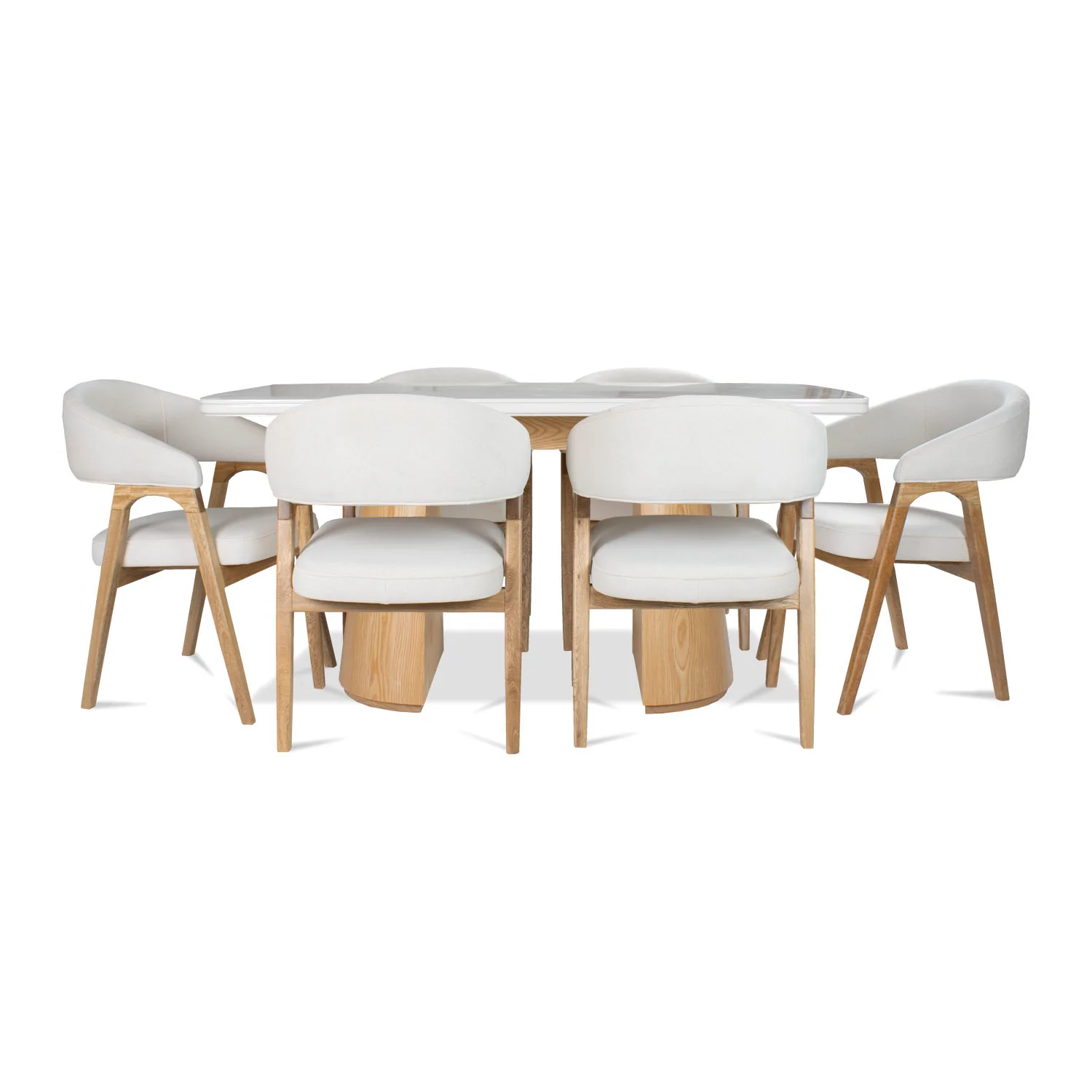 Comedor 6 Puestos Vicka Velvet Serena Crema, Natural - Image 3