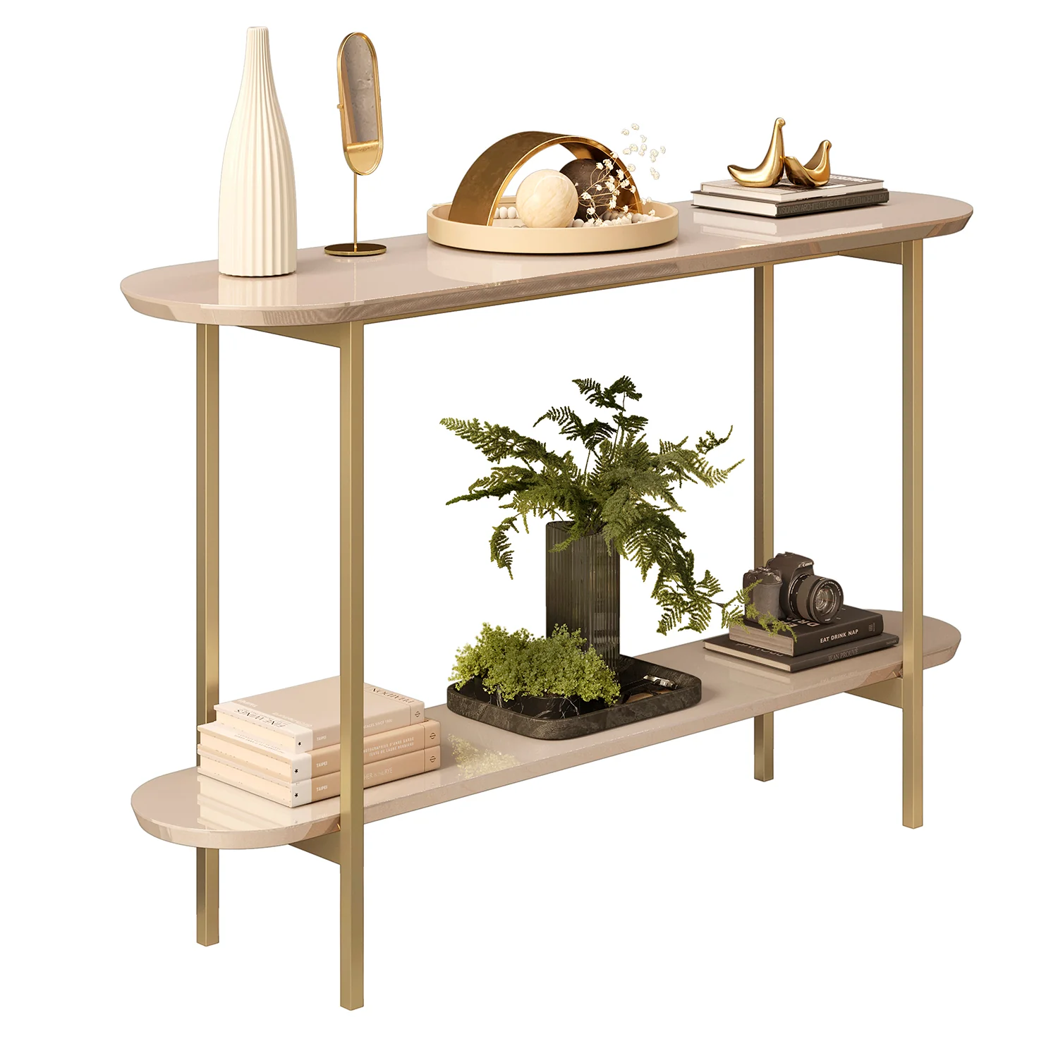 Consola Charlot Off White, Dorado - Image 2
