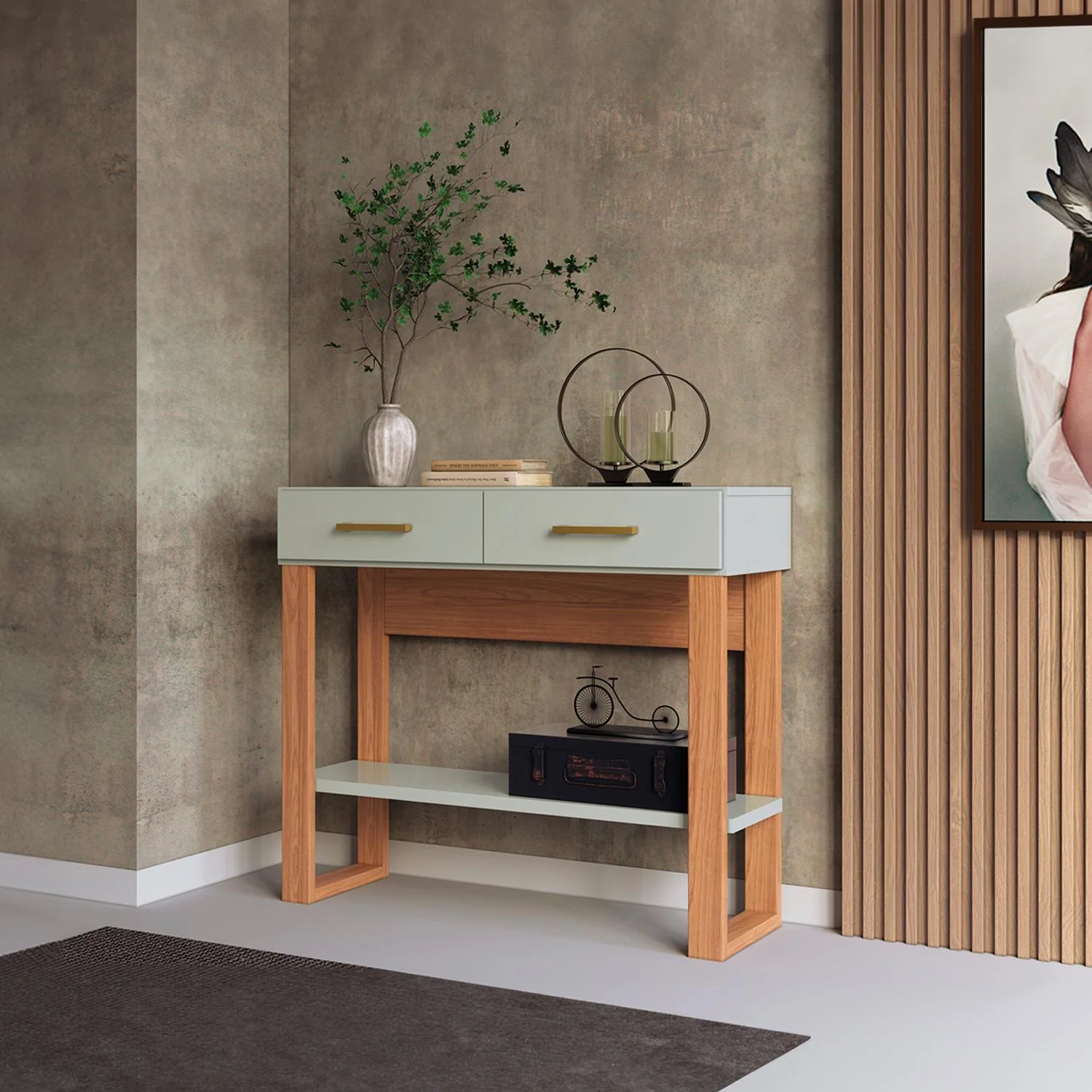 Consola Cox 89X80X36 Off White, Natural - Image 2