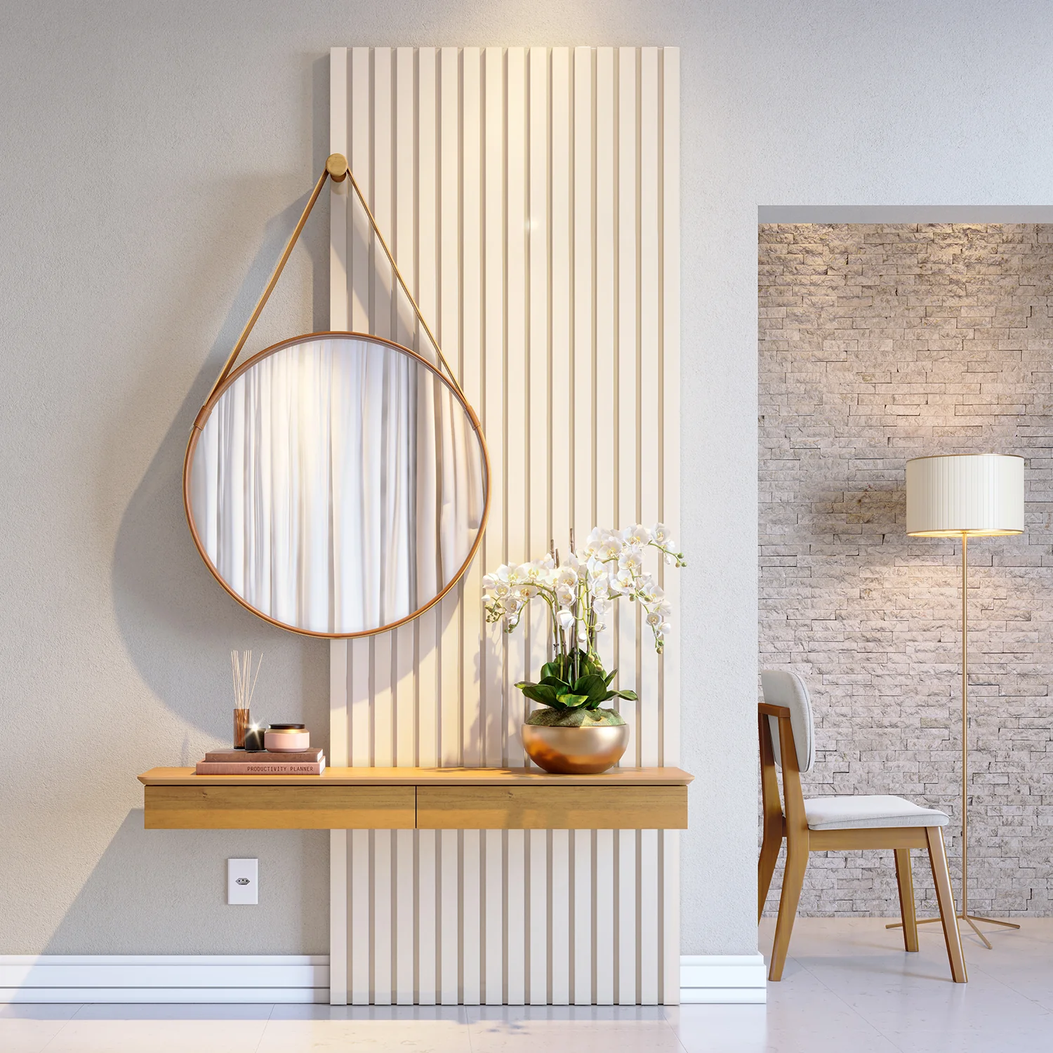 Consola Espejo Alicia Off White, Natural 137X219 - Image 2