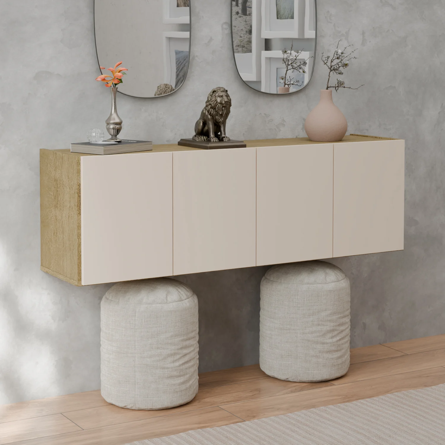 Consola Flotante Carla 123X39X31 Natural, Off White - Image 2