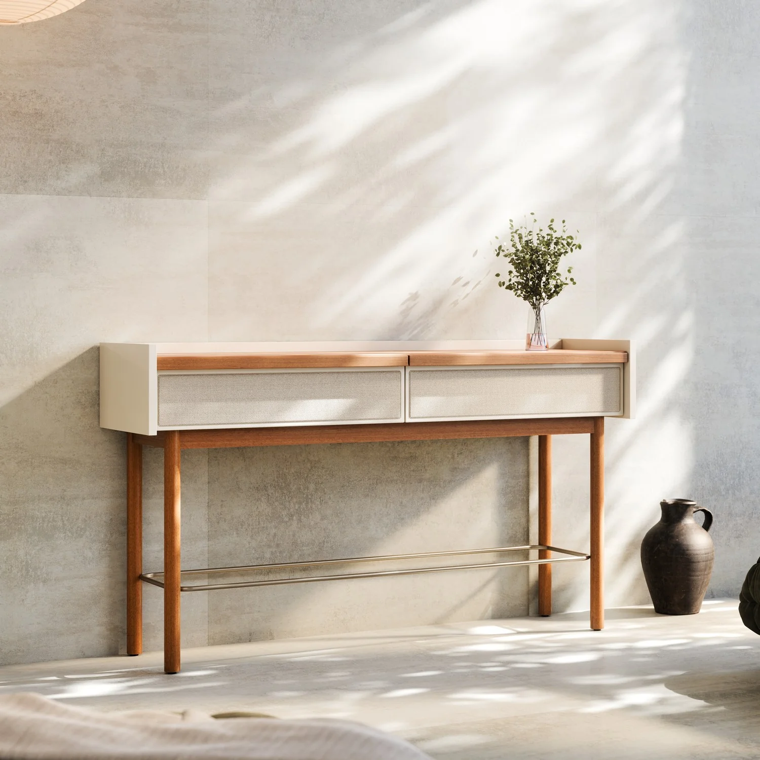 Consola Zoe Off White, Natural Malla 81X140X39 - Image 2