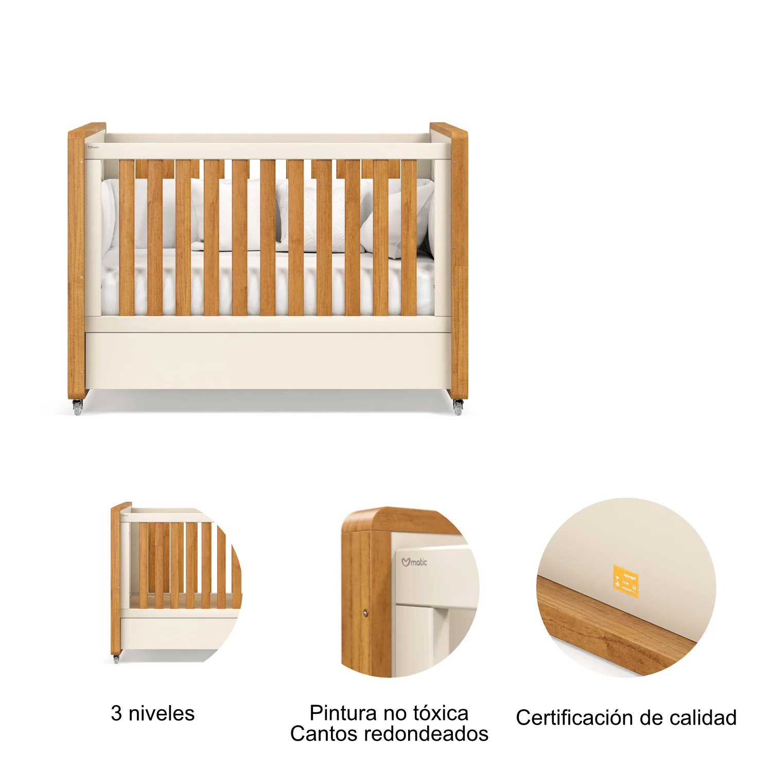 Cuna Arezzo Natural, Off White - Image 6
