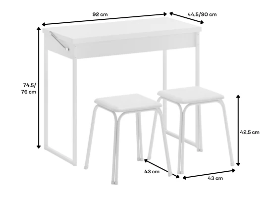 Escritorio 92X76X44 Canes Blanco Plegable - Image 5