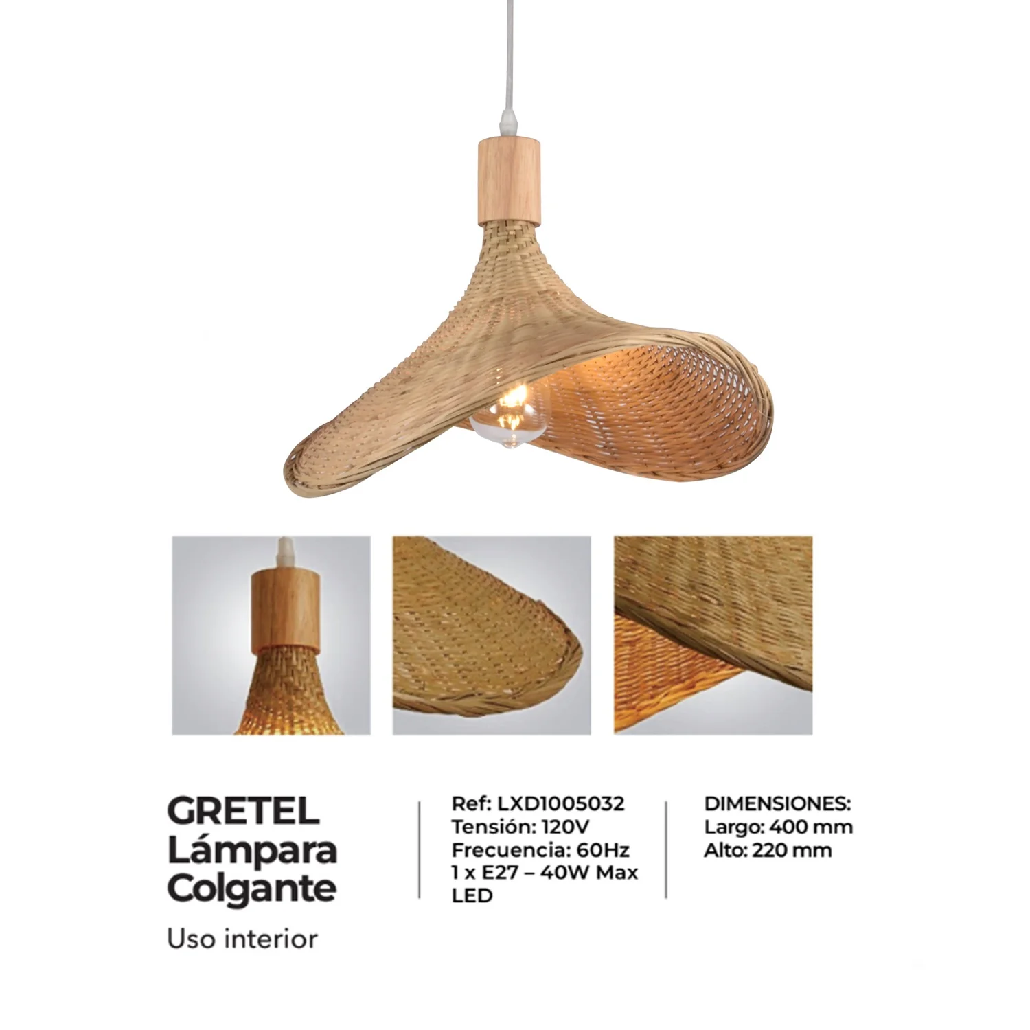 Lampara De Techo  22X40X22 Beige Gretel - Image 6