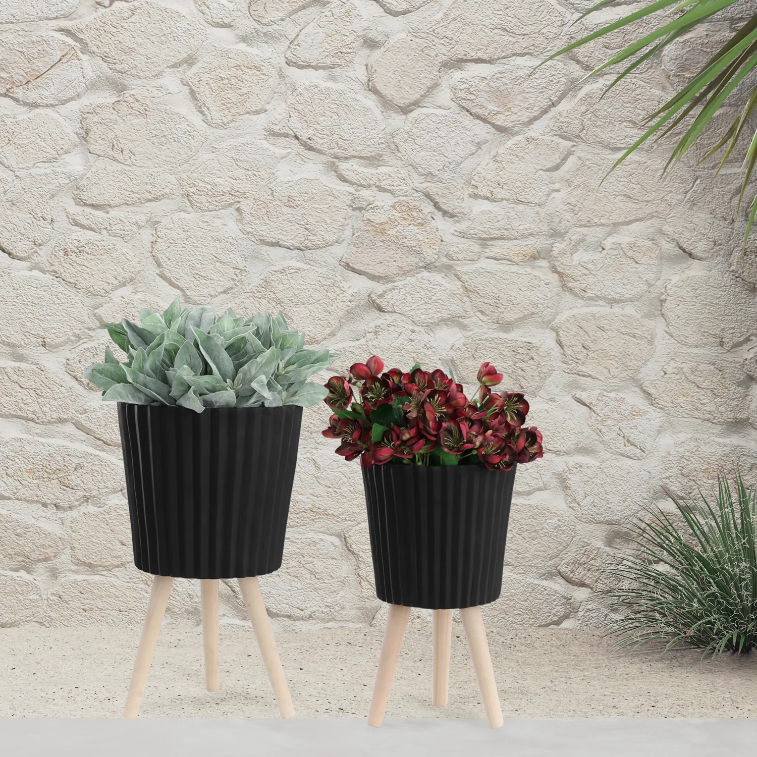 Maceta 53X30X30  Negro Natural Setx2 - Image 2