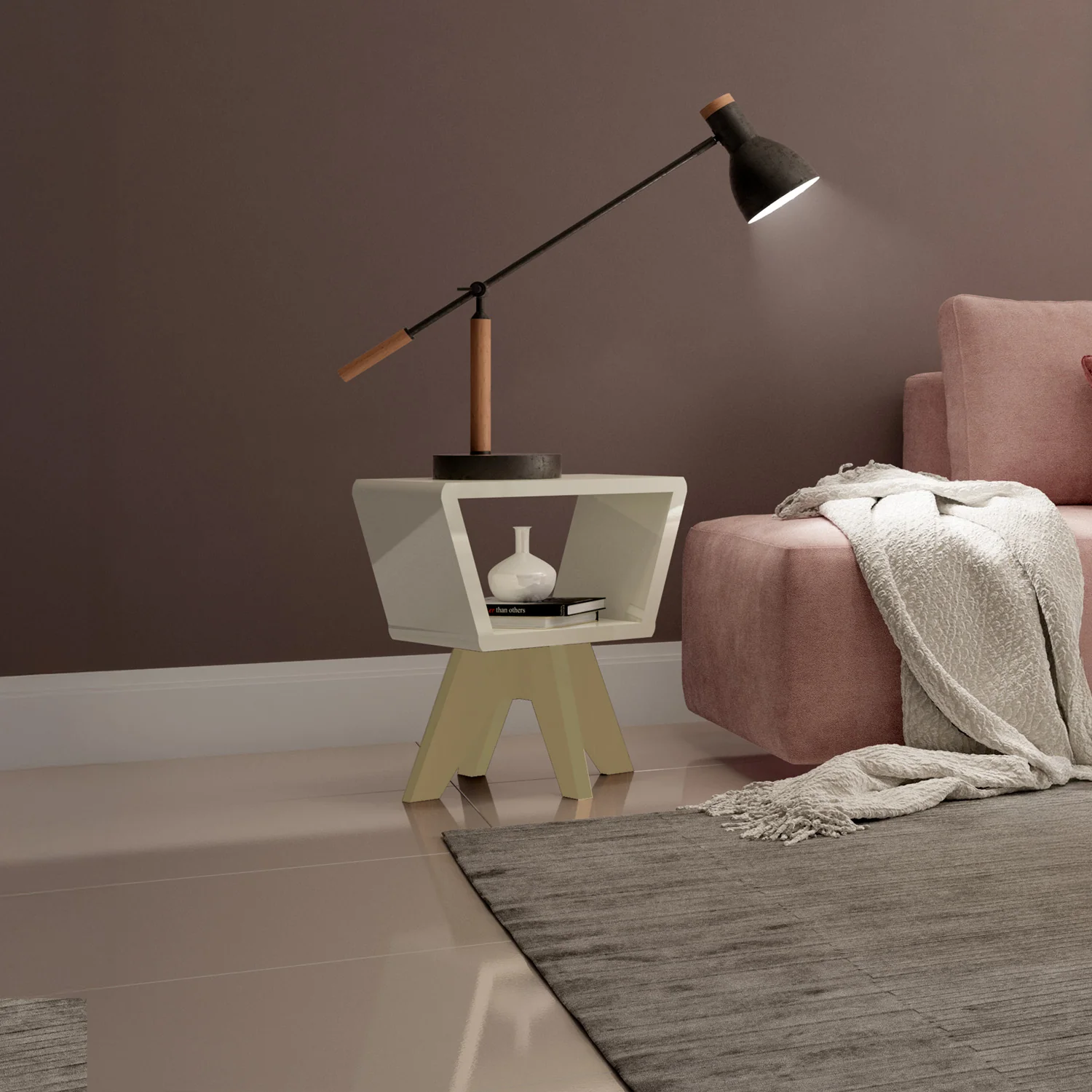 Mesa Auxiliar Ari 57X43X30 Off White, Champaña - Image 2