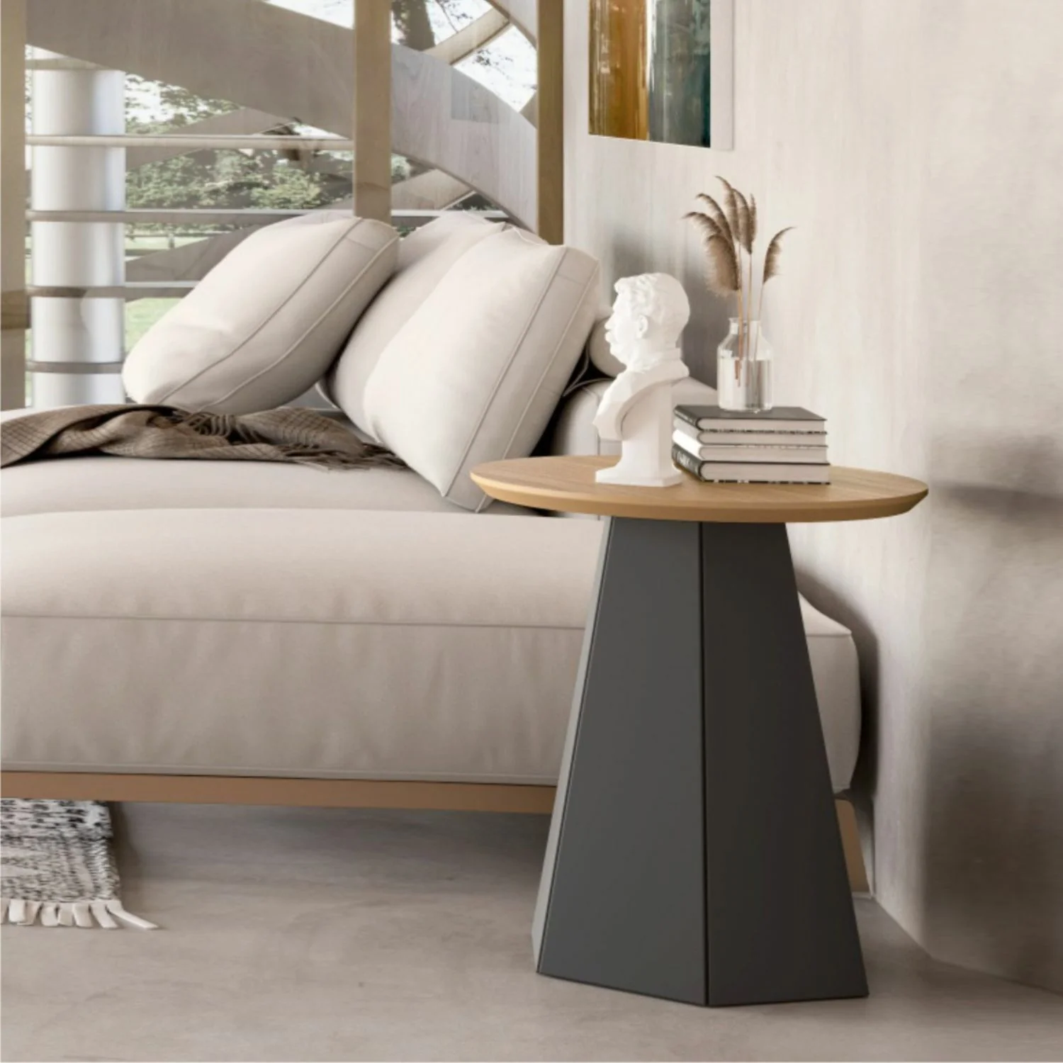 Mesa Auxiliar Madeira Natural, Negro