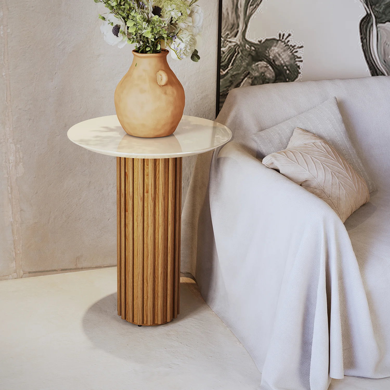 Mesa Auxiliar Vera Natural, Off White 55X64X55 - Image 2