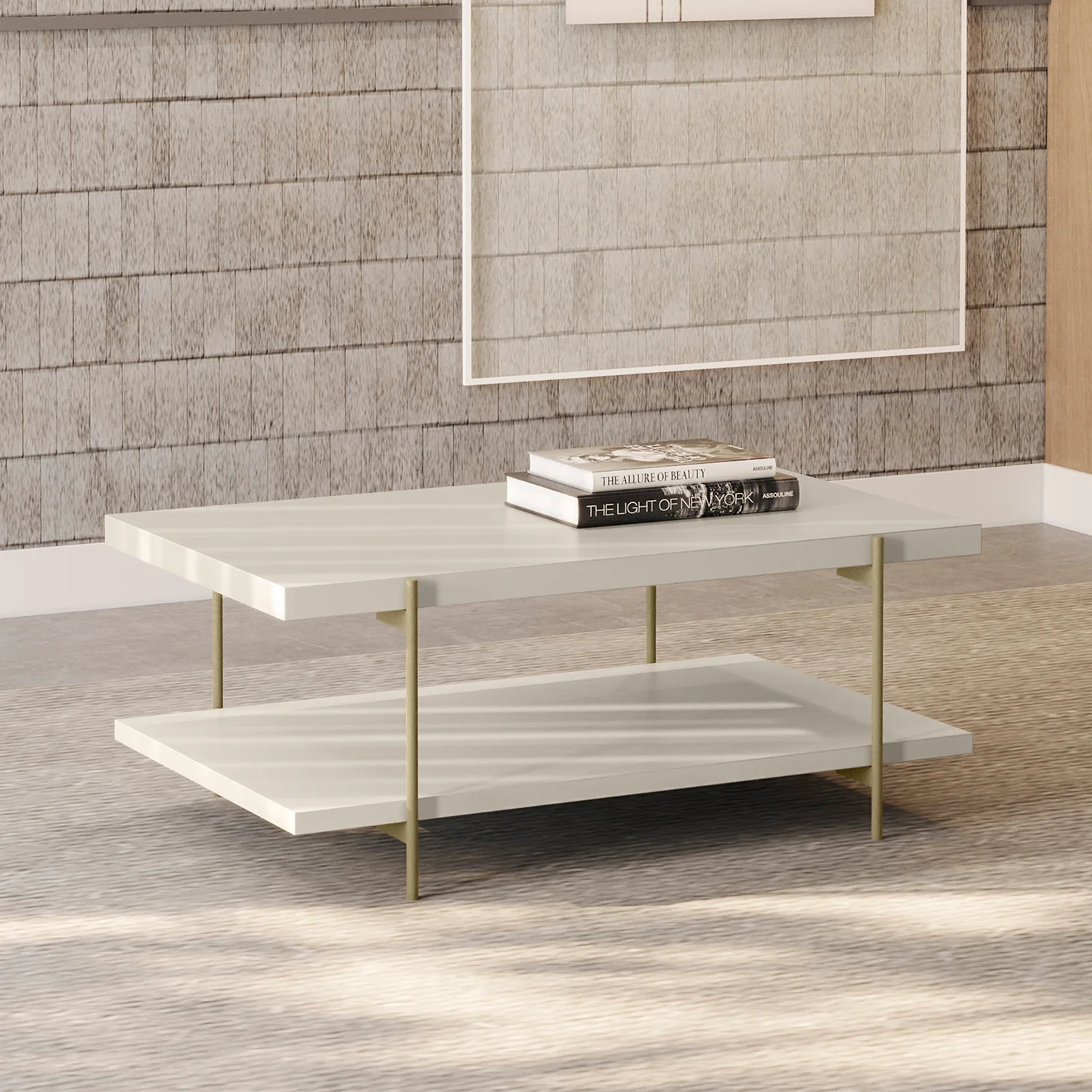 Mesa Centro Ash  Off White, Champaña - Image 2