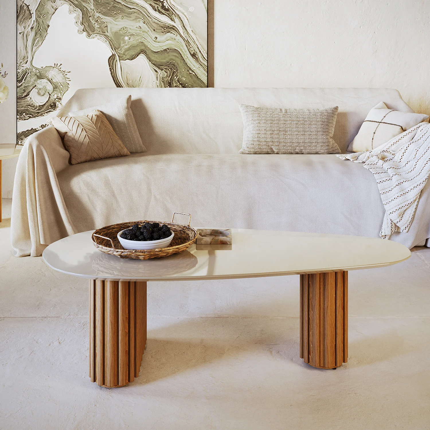 Mesa Centro Vera Natural, Off White 120X37X56 - Image 2