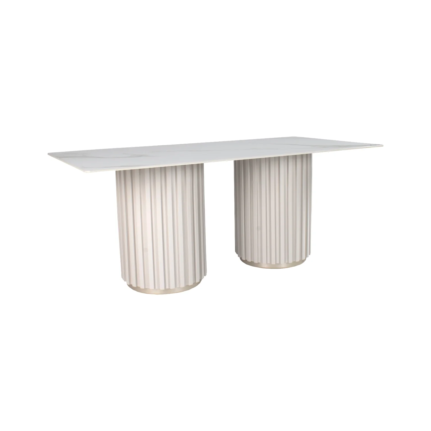 Mesa Comedor 6 Puestos Nicole Off White, Champaña, Base Para Vidrio