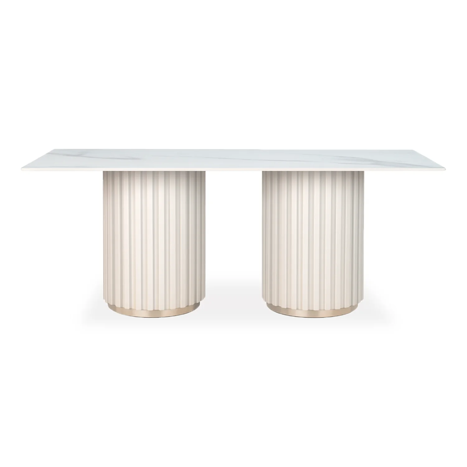 Mesa Comedor 6 Puestos Nicole Off White, Champaña, Base Para Vidrio - Image 2