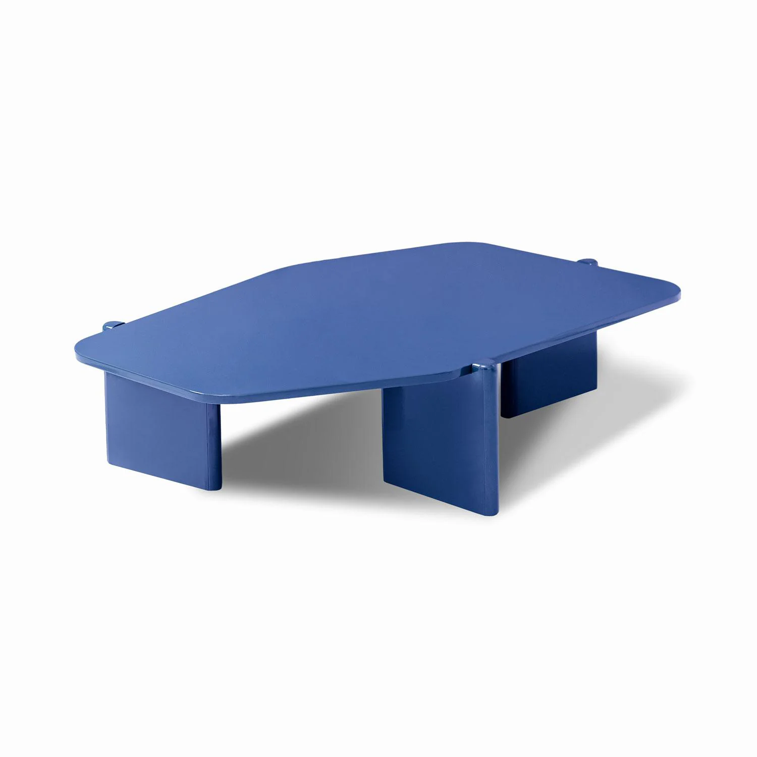 Mesa De Centro Oklam Asimetrica Azul.