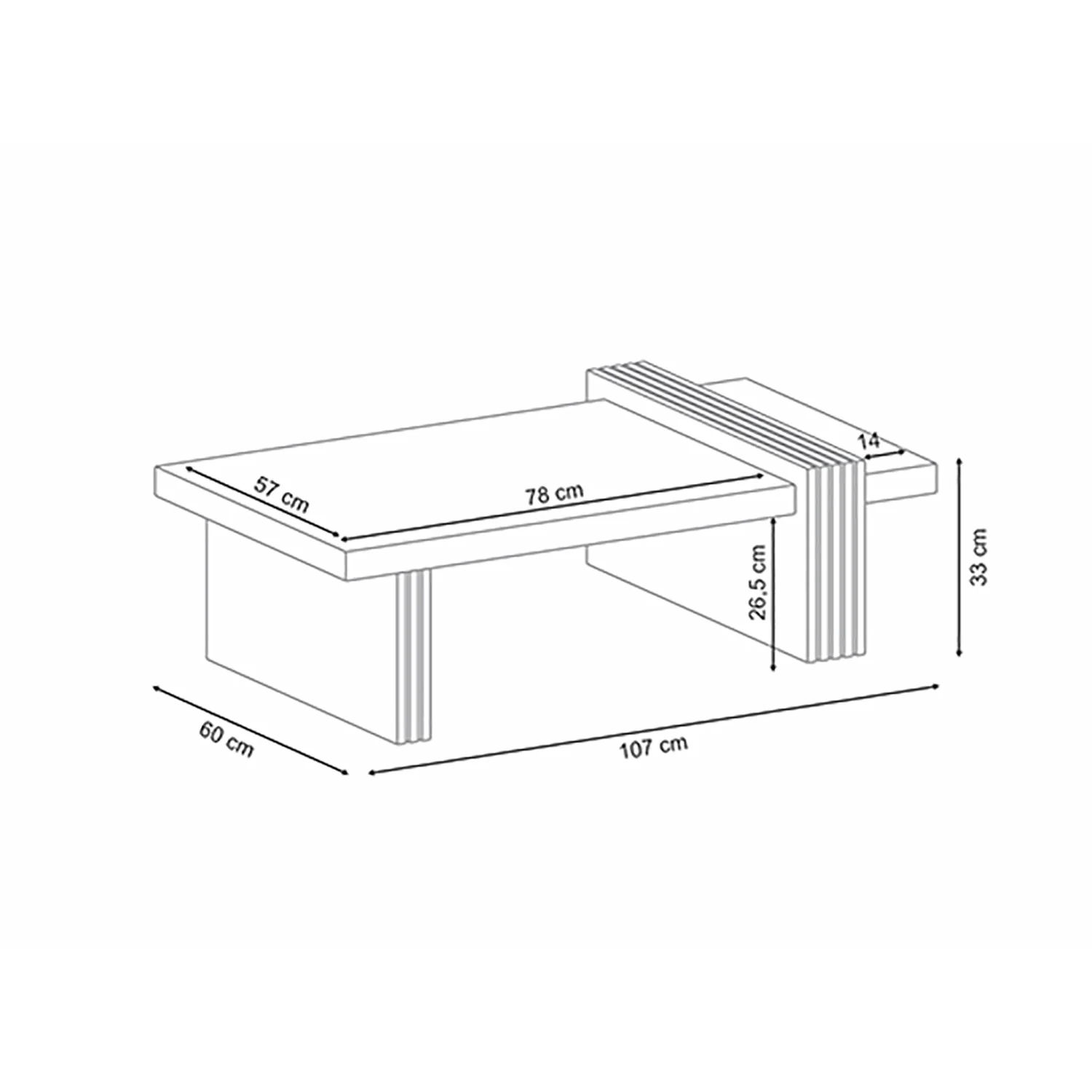 Mesa De Centro Vero Off White, Champaña 107X33X60 - Image 4
