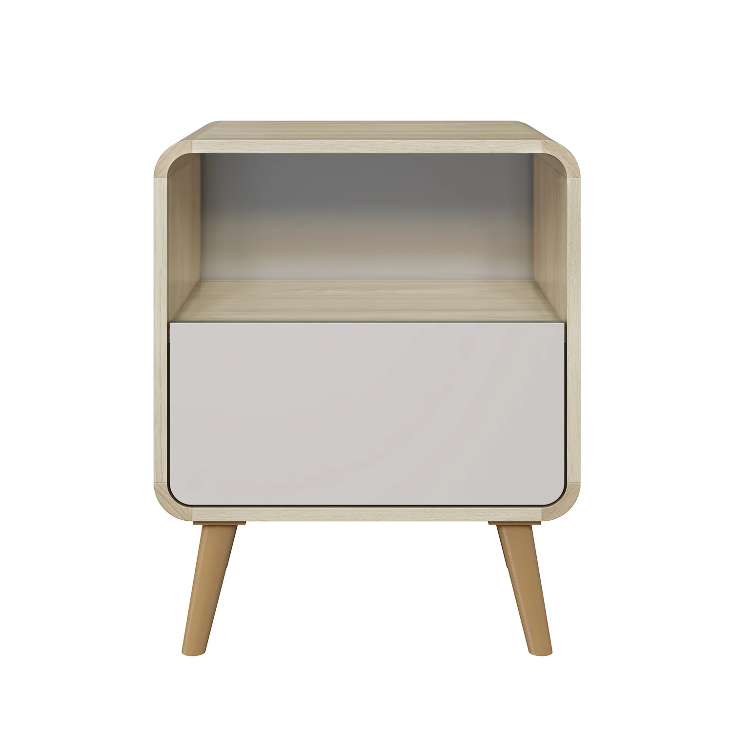 Mesa De Noche Brandon Natural, Taupe 1 Gaveta
