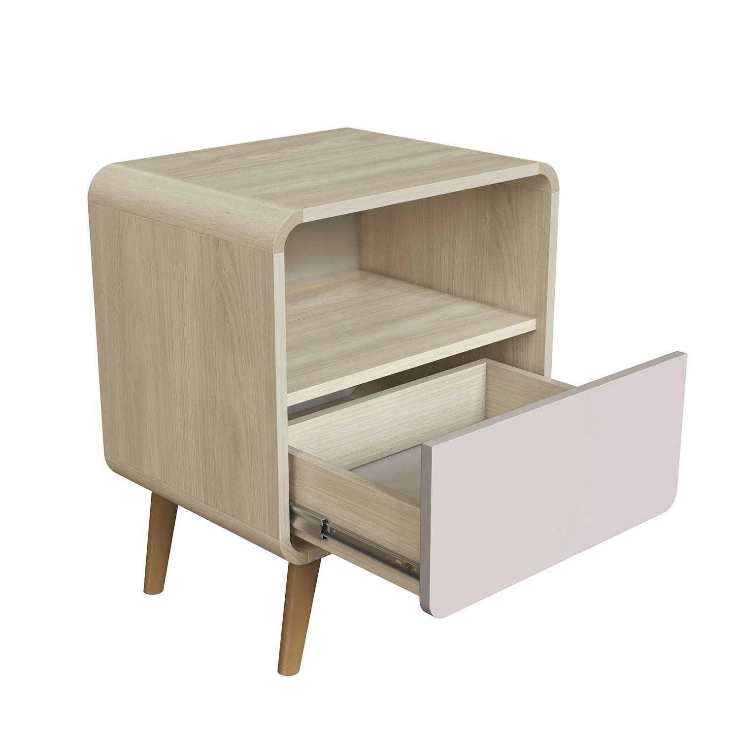 Mesa De Noche Brandon Natural, Taupe 1 Gaveta - Image 4