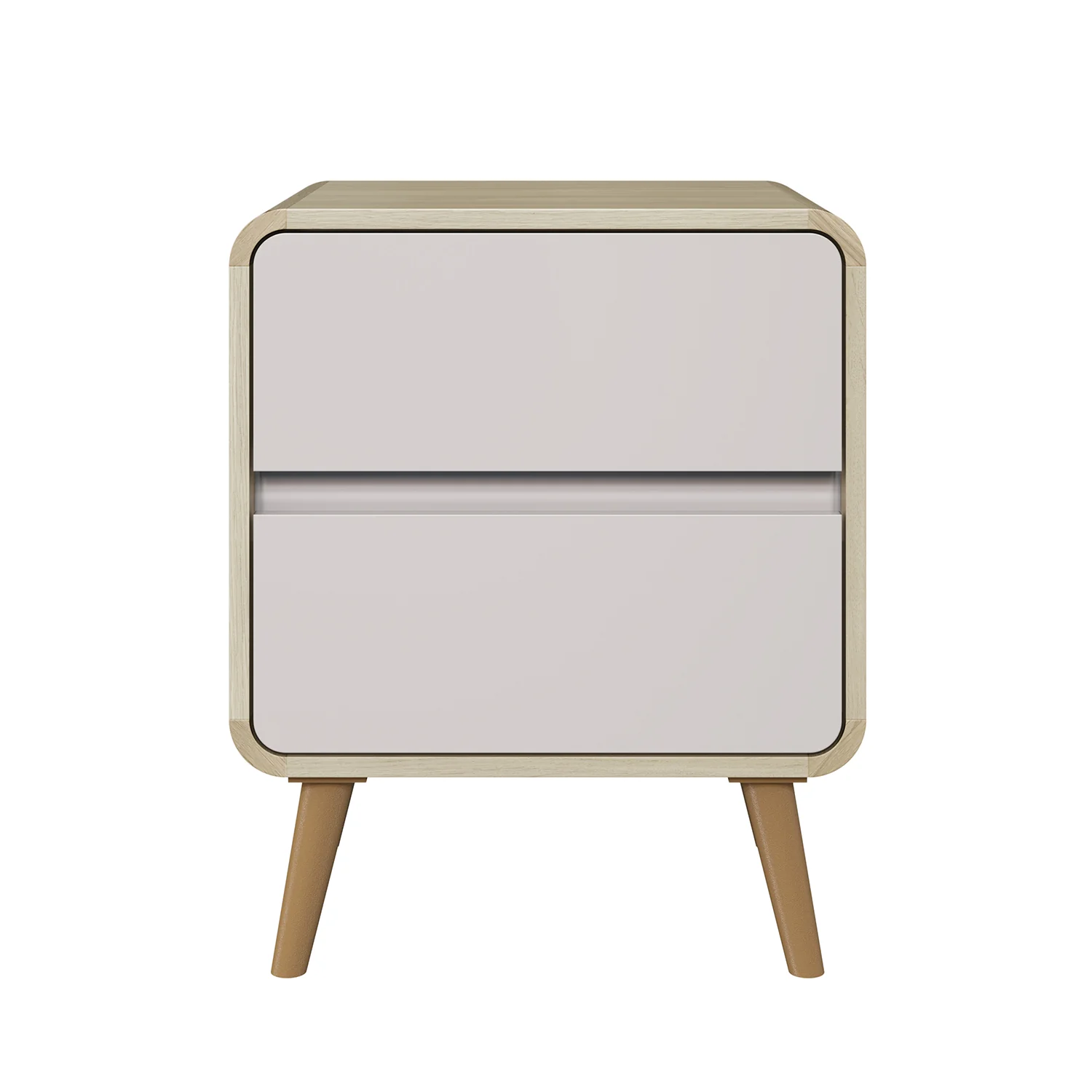 Mesa De Noche Brandon Natural, Taupe 2 Gavetas