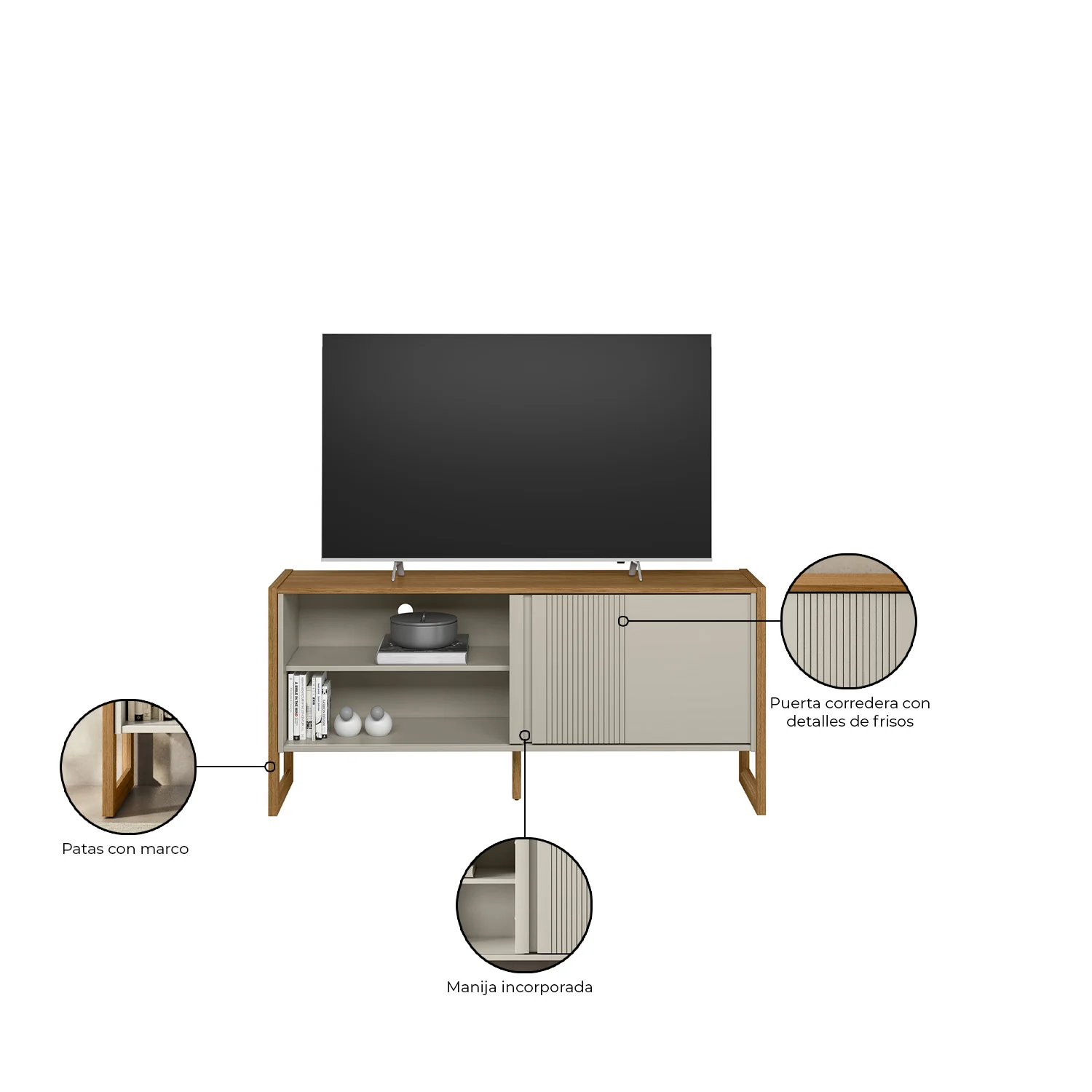 Mesa De Tv Ara Natural, Off White 140X65 - Image 5