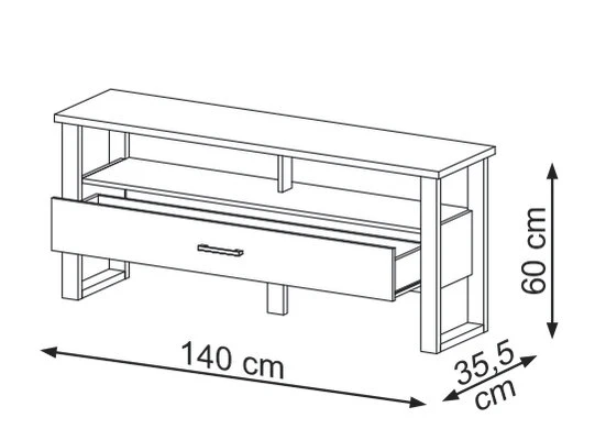 Mesa De Tv Cox Natural, Negro 140X60 - Image 5