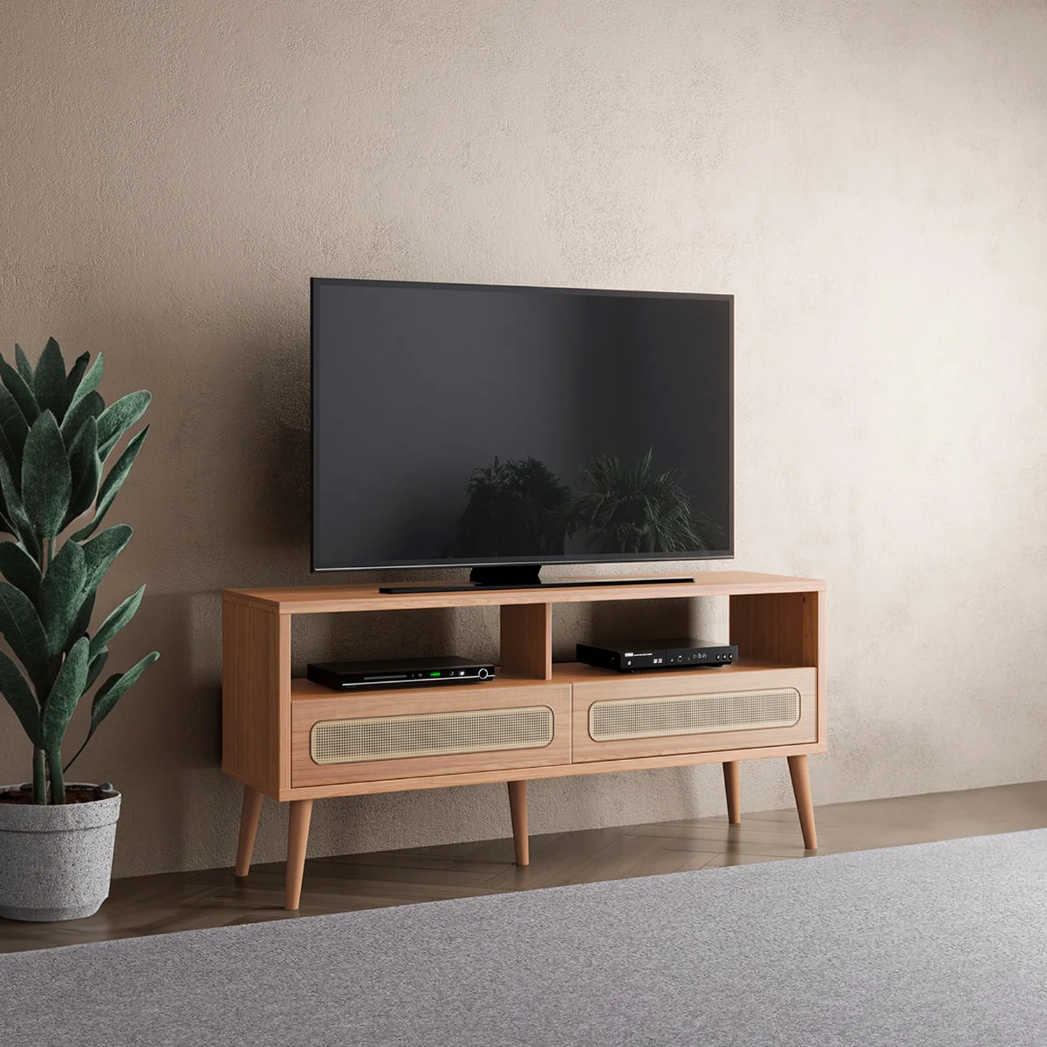 Mesa De Tv Dali 135X62X36 Natural, Tejido Premium - Image 2