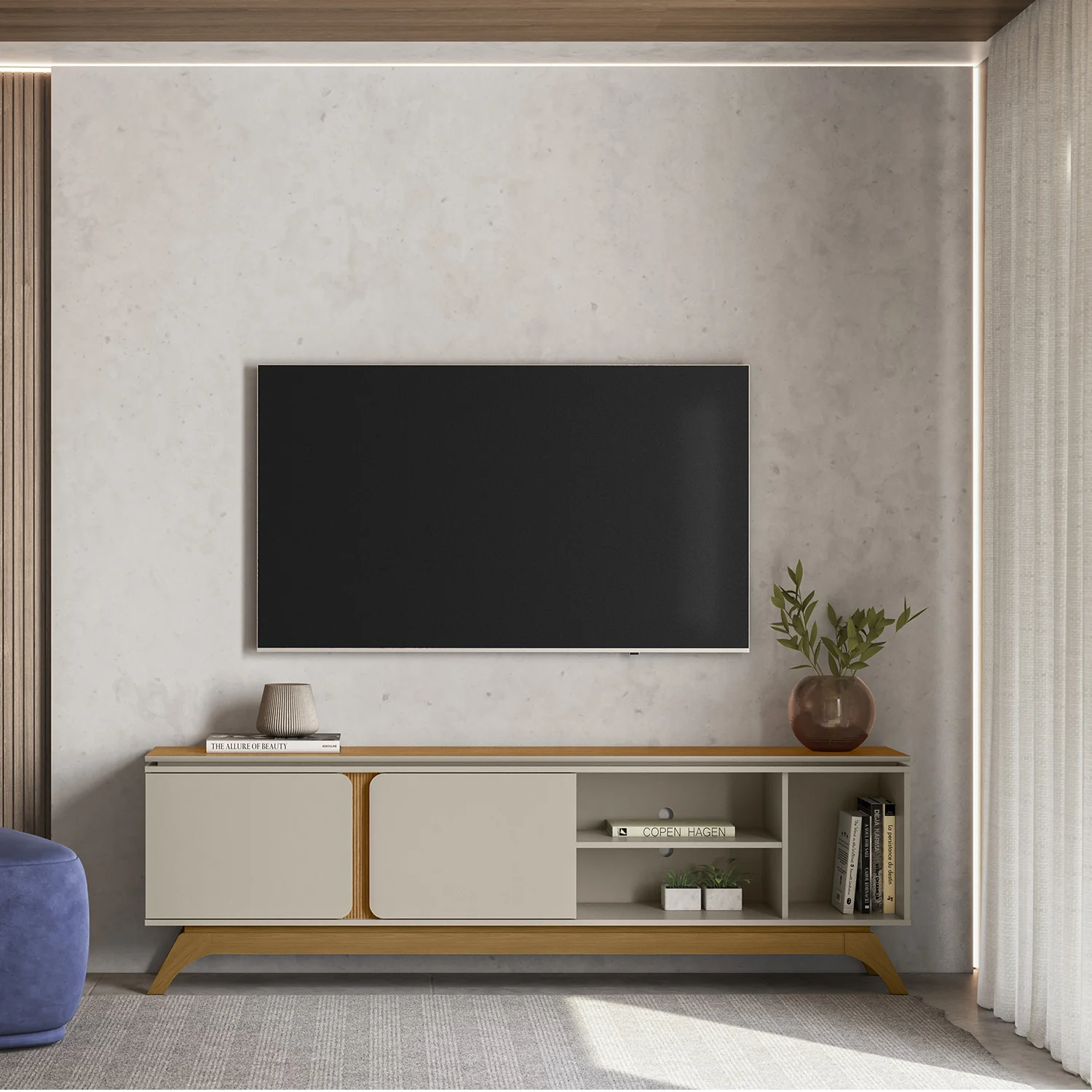 Mesa De Tv Estambul Natural, Off White 200X62X36 - Image 2