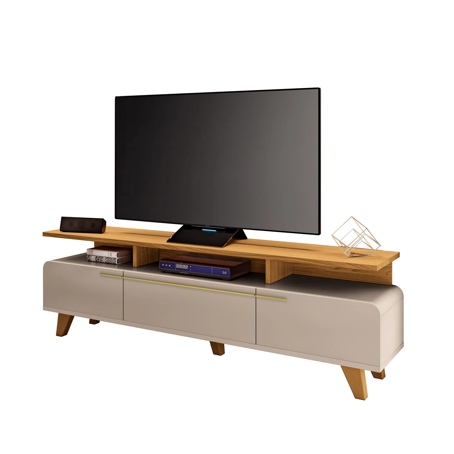 Mesa De Tv Glem 200X60X36 Natural, Off White - Image 2
