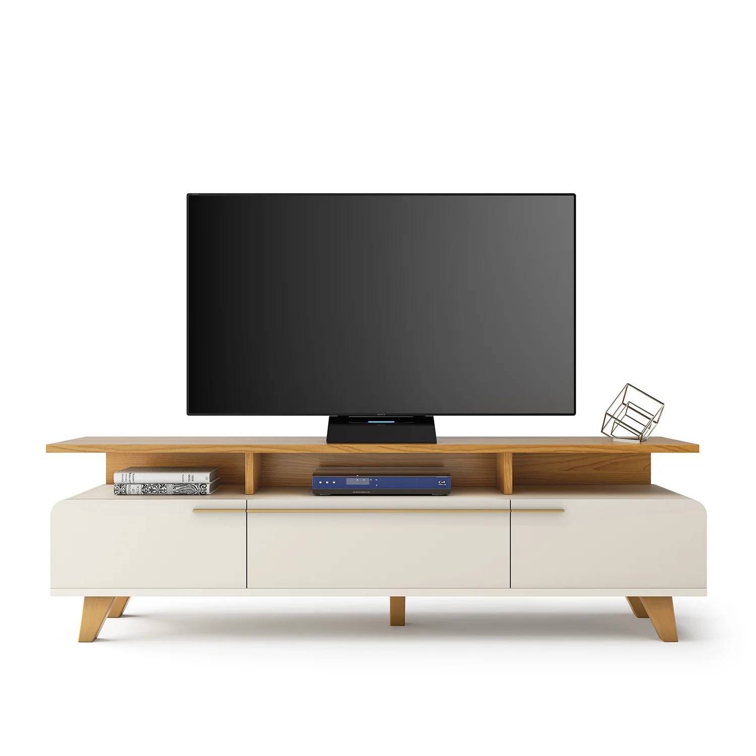 Mesa De Tv Glem 200X60X36 Natural, Off White - Image 3