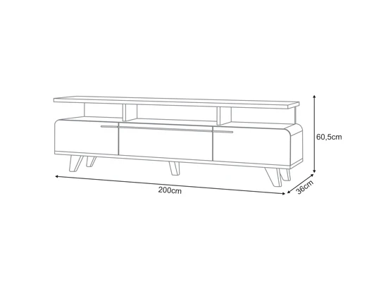 Mesa De Tv Glem 200X60X36 Natural, Off White - Image 7
