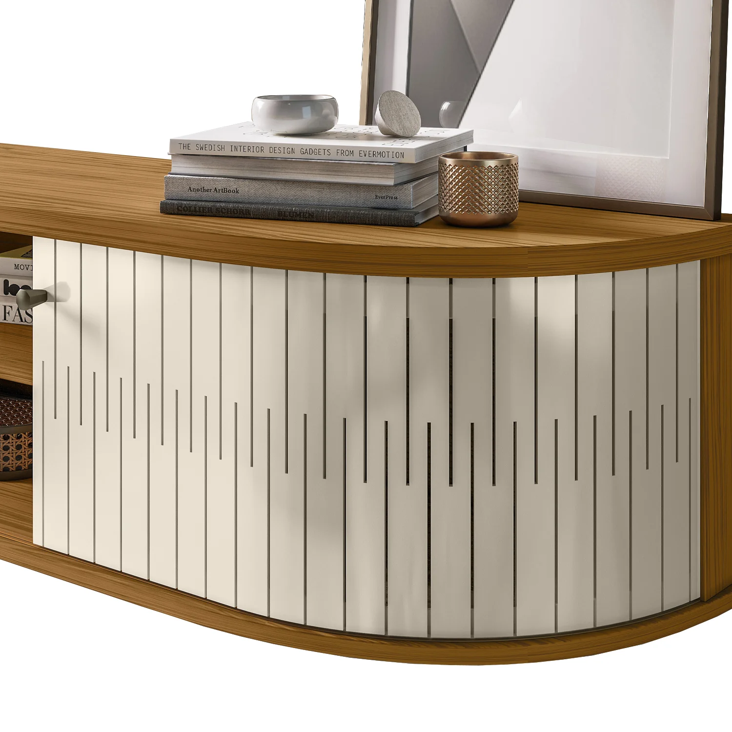 Mueble De Tv Flotante Porto 183 Natural, Off White - Image 4