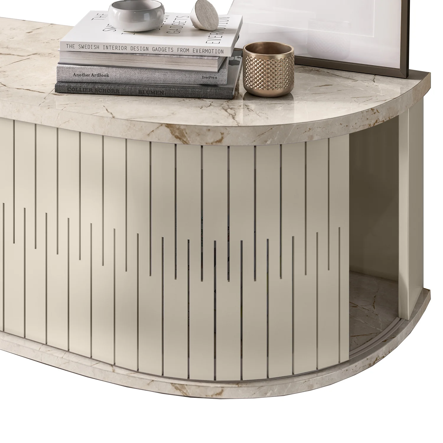 Mueble De Tv Flotante Porto 183 Off White, Marmol - Image 5