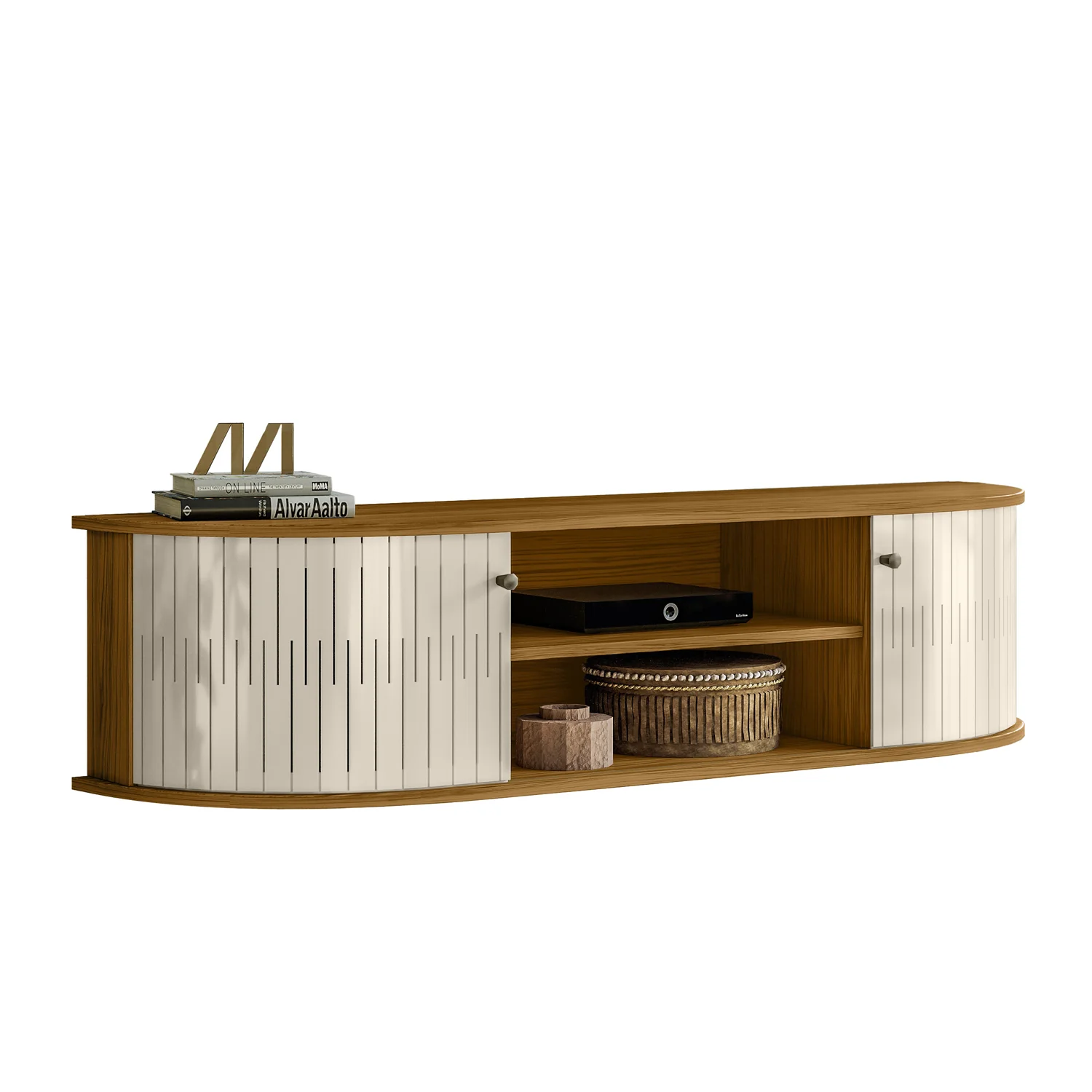 Mueble Tv Flotante Porto 136 Natural, Off White - Image 3