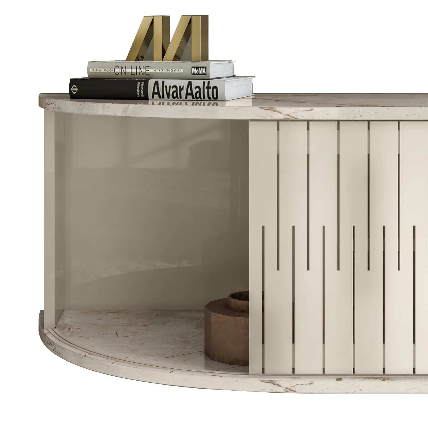 Mueble Tv Flotante Porto 136 Off White, Marmol - Image 4