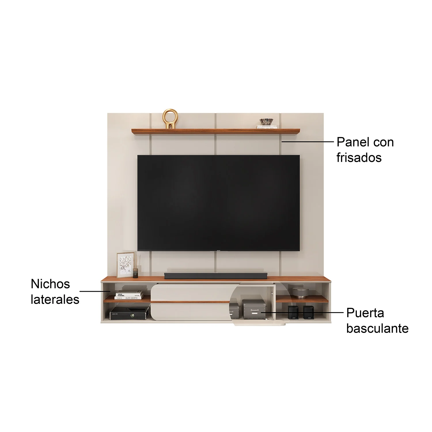 Panel de Tv Alany Off White, Natural 180X169X32 - Image 6