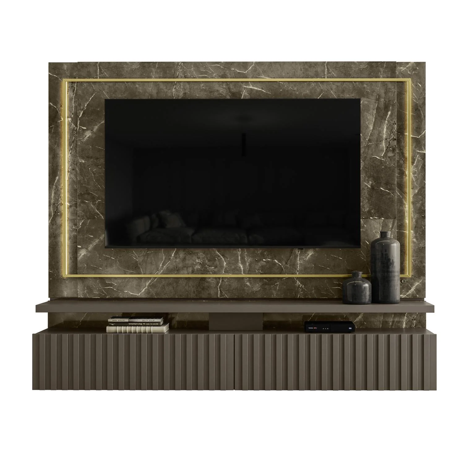 Panel de Tv Vivaldi Bronce, Marmol 216X181X42