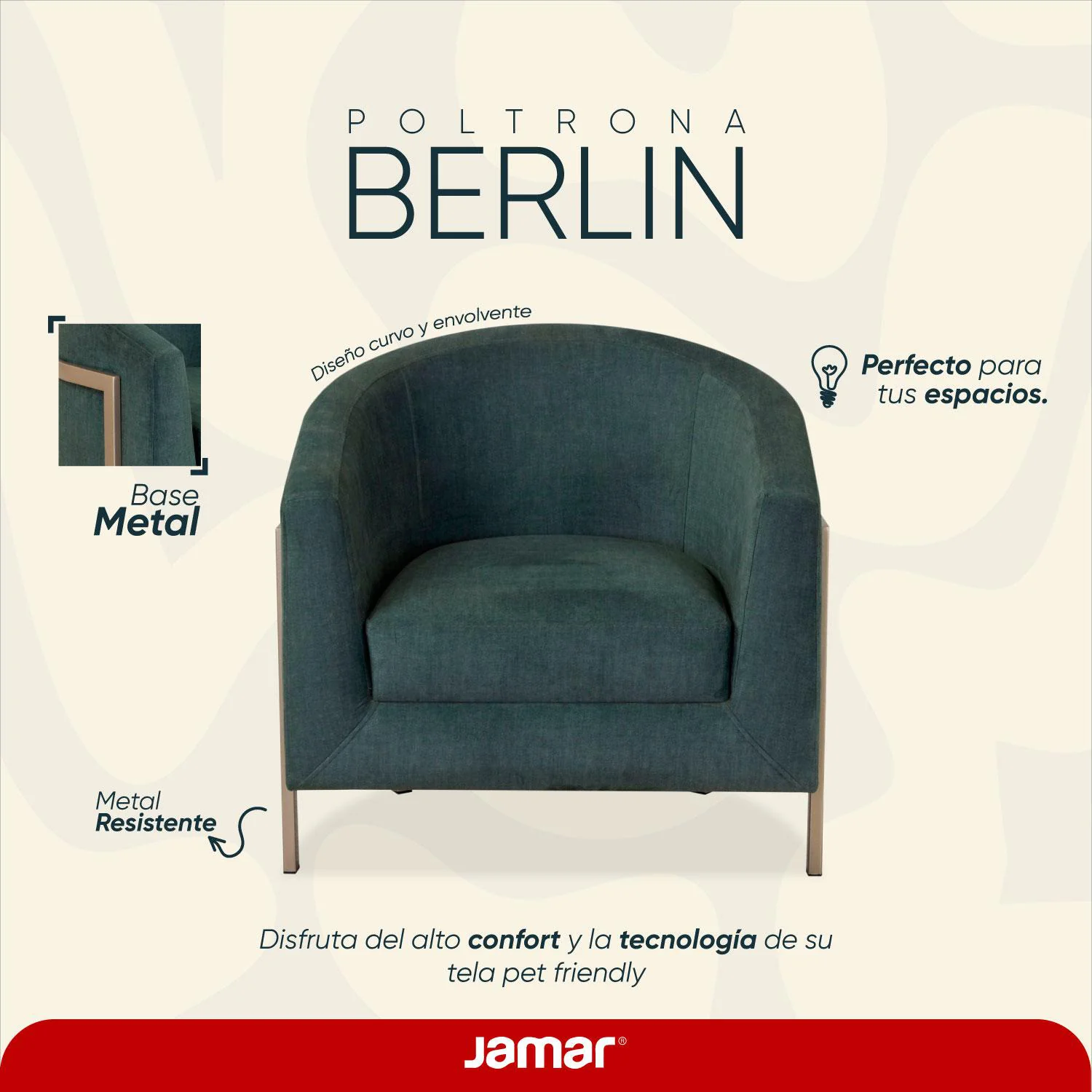 Poltrona Berlin Velvet Verde, Champaña - Image 7