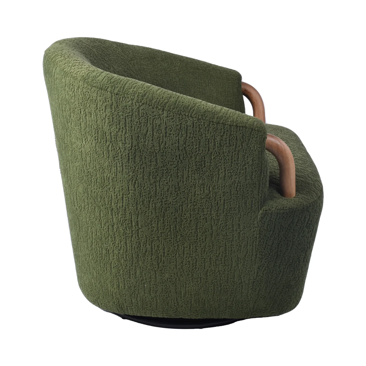 Poltrona Mobic Chenille Verde, Natural Giratoria - Image 4