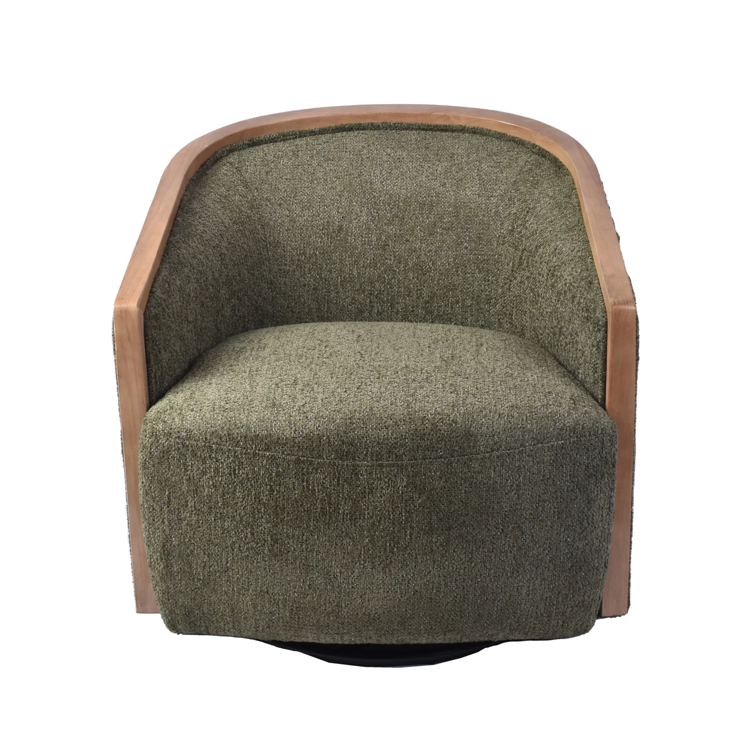 Poltrona Salma Chenille Verde, Natural Giratoria