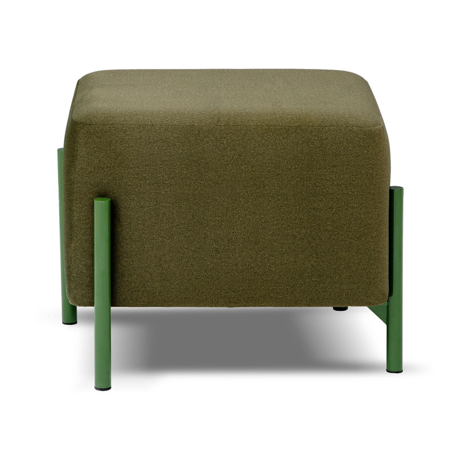 Puff Arthur Velvet Nara Verde, Verde Cuadrado