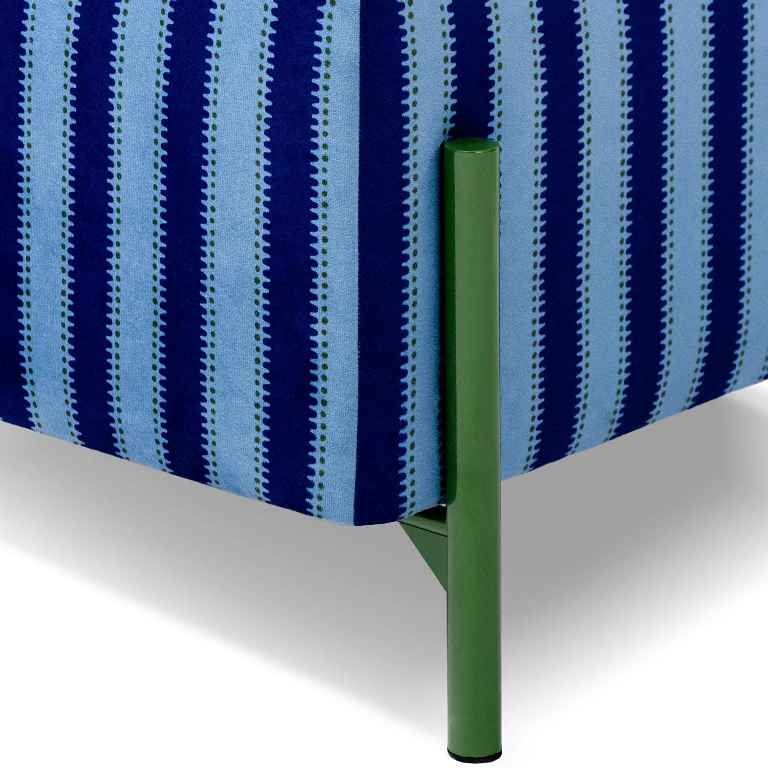 Puff Arthur Velvet Rayas Azul, Verde Premium. - Image 3