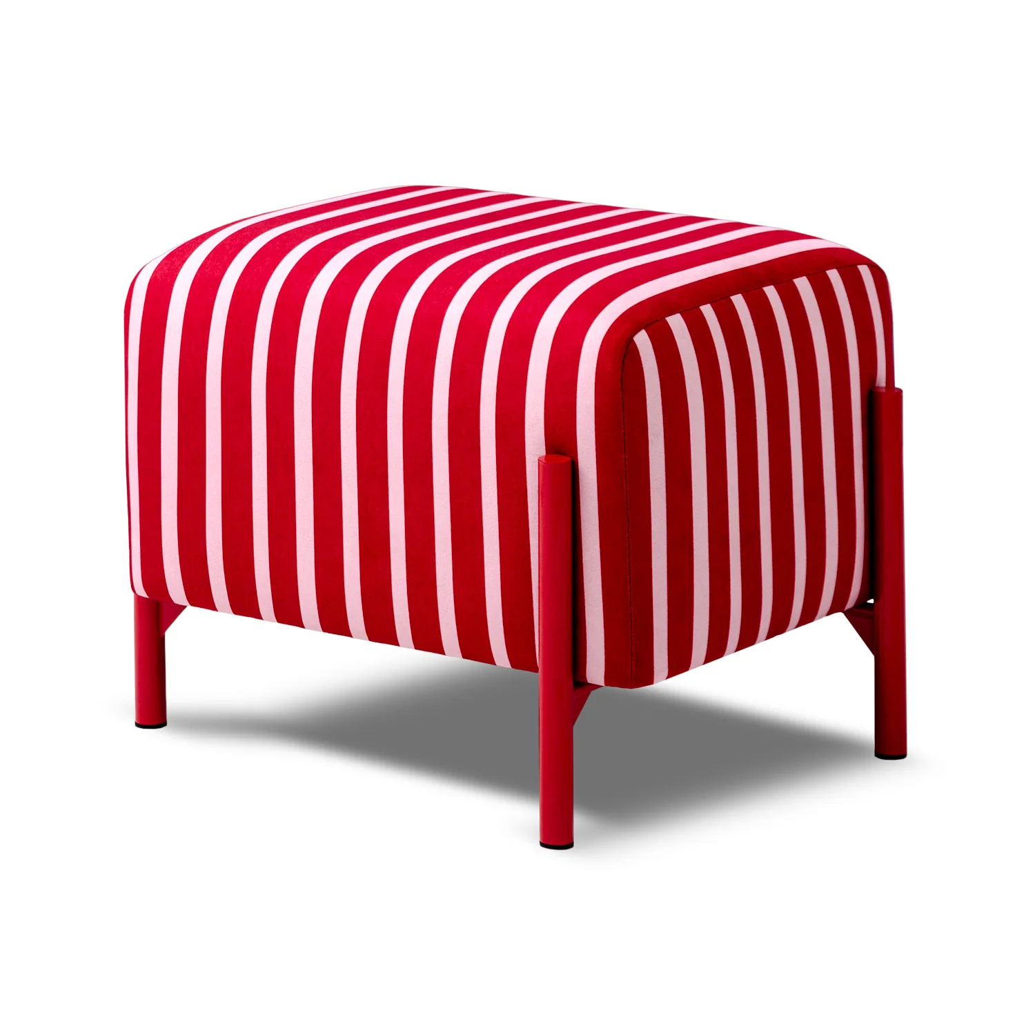 Puff Arthur Velvet Rayas Rosa, Rojo Cuadrado - Image 2