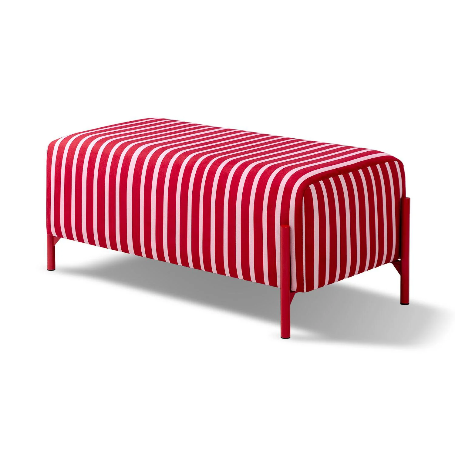 Puff Arthur Velvet Rayas Rosa, Rojo Premium.