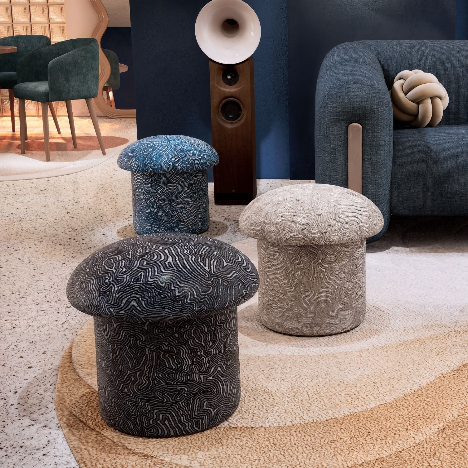 Puff Baul Filip Chenille Cardiff Taupe - Image 2