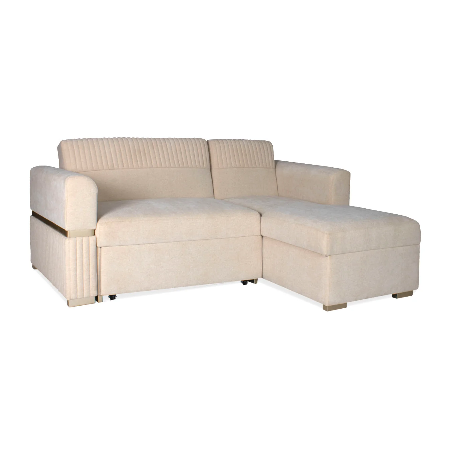 Sala Cama Dhara Chenille Almendra, Champaña 2M Lado Derecho Brazo Desmontable