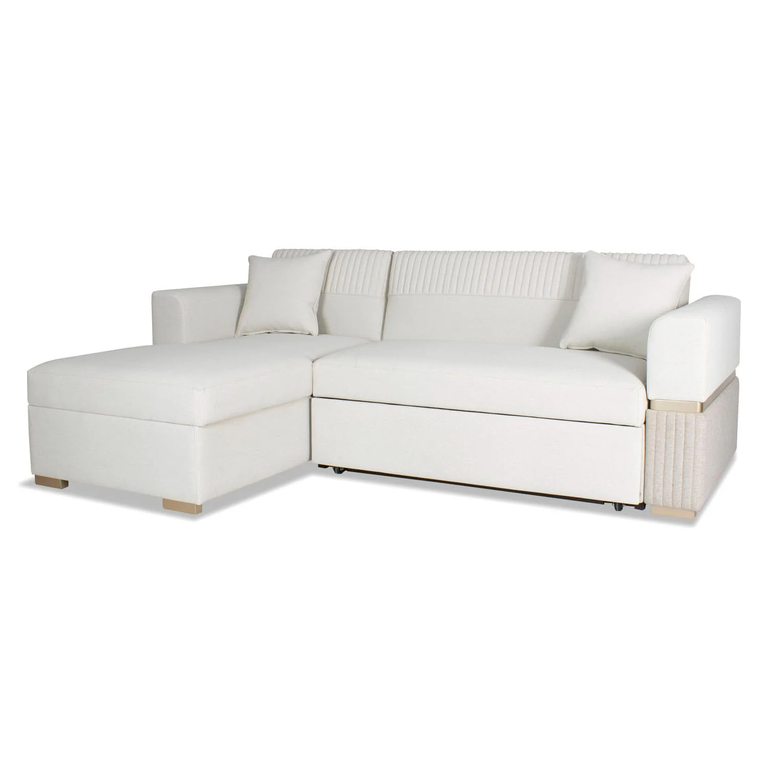 Sala Cama Dhara Eurolino Blanco Puro, Champaña 2M Lado Izq Brazo Desmontable