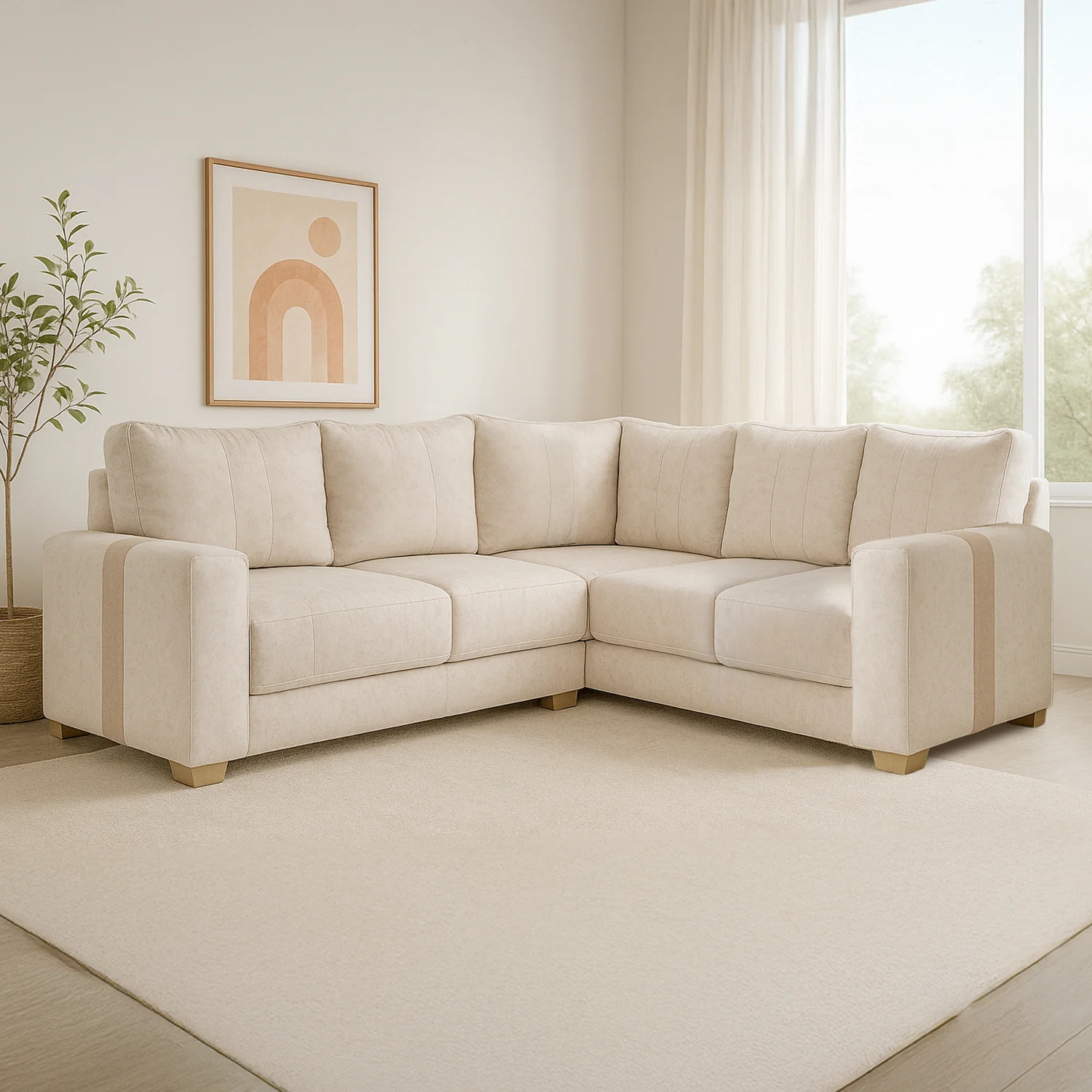 Sala Rinconera Mark Lino Idilio Beige, Taupe y Champaña Brazo Desmontable - Image 2