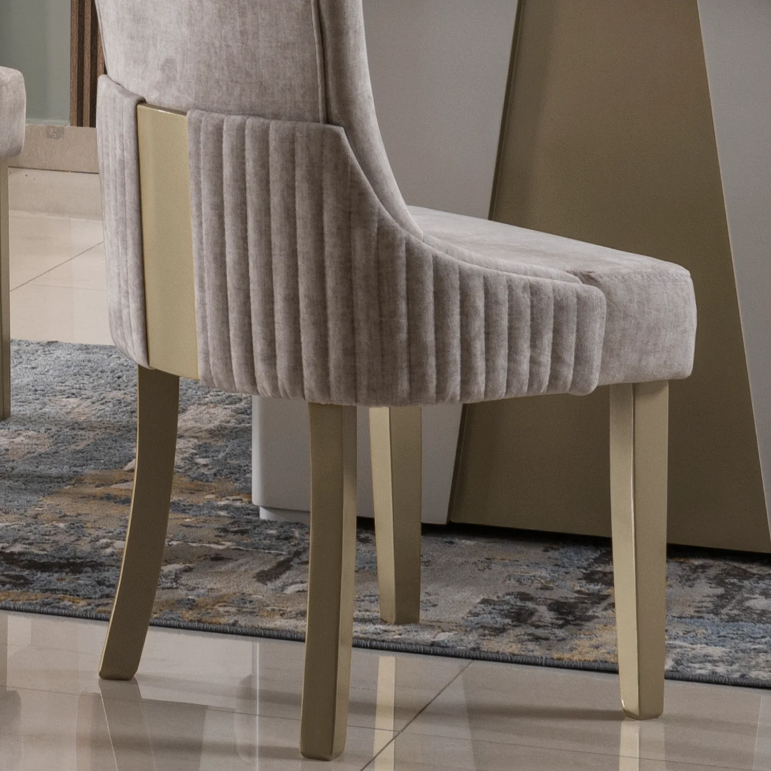 Silla Comedor Roma Velvet Marmol, Champaña - Image 3