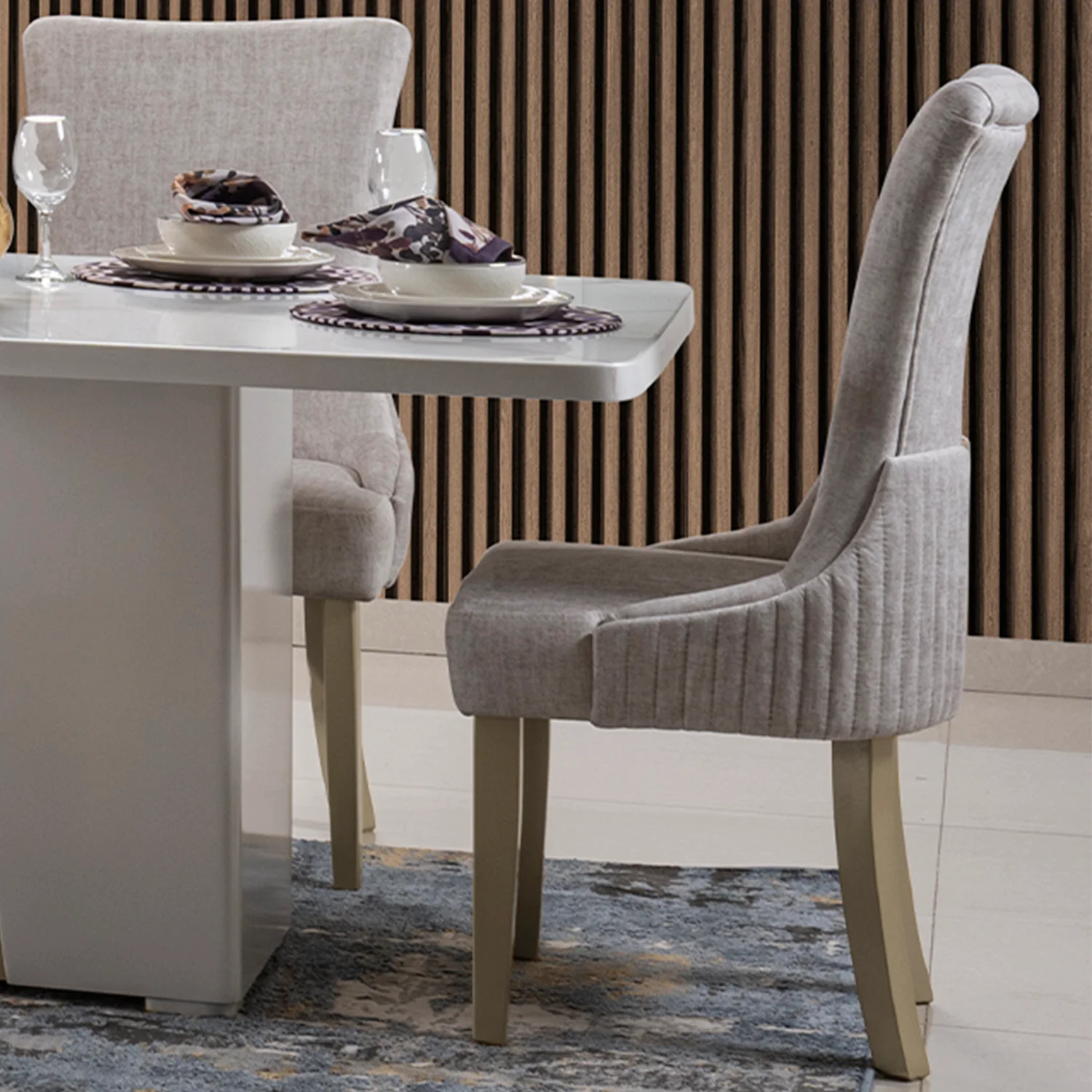 Silla Comedor Roma Velvet Marmol, Champaña - Image 4